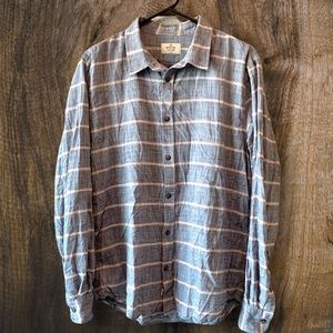 Marine Layer Blue Striped Button Up Shirt Lightweight 100% Cotton Medium Large